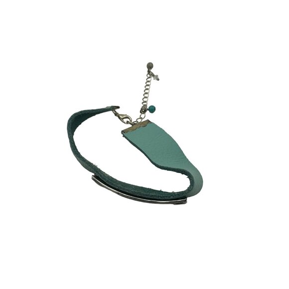 "It Is Well With My Soul" Leather Bracelet With Adjustable Chain Turquoise Blue - Picture 4 of 5